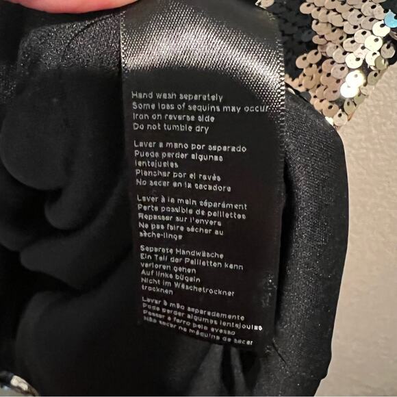 Topshop Cold Shoulder Sequins Mini Dress sz 4 Green and Gold - Picture 7 of 12